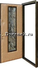 Входная металлическая дверь со склом для загородного дома