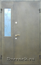 Металлическая дверь 2-х створчатая с  окном