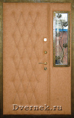 Металлическая дверь 2-х створчатая с  окном